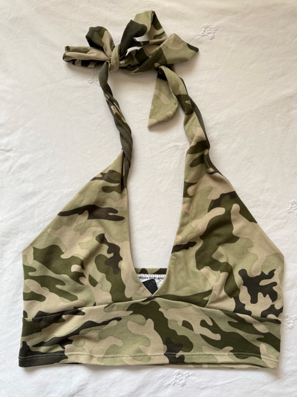 Urban Outfitters Urban Renewal Camo Halter Neck Crop Top NWT Size Large Festival